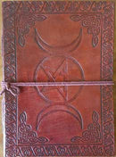 Triple Moon Pentagram leather w/ cord