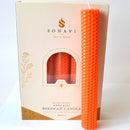 (set of 5) 8" Orange beeswax candles