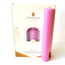 (set of 5) 8" Pink beeswax candles