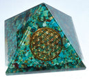 70mm Orgone Chrysocolla & Flower pyramid