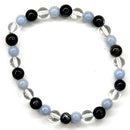 6mm Blk Labradorite, Angelite, Quartz bracelet