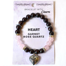 8mm Garnet/ Rose Quartz with Heart
