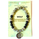 8mm Blue Labradorite/ Wolf