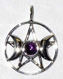 11/16" Triple Goddess Pentagram Amethyst