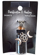 Shungite Chips in Bottle with Triple Moon necklace