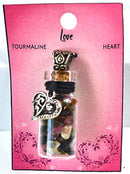 Torrmaline Chips in Bottle with Heart necklace