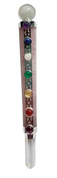 6" 7 Chakra Rose Quartz healing wand