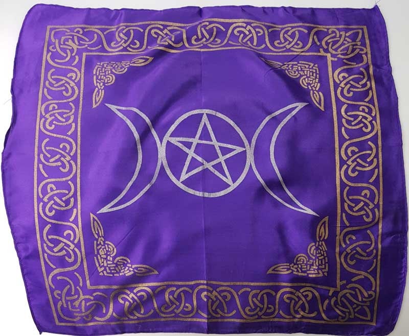 20" x 20"Purple Triple Moon Pentagram Altar cloth | Metaphysical Tapestry | Ritual Cloth | Witchy shrine cloth | Occult | Pagan table cloth