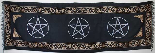 21" x 72" Three Pentagram Altar cloth | Metaphysical Tapestry | Ritual Cloth | Witchy shrine cloth | Occult | Pagan table cloth