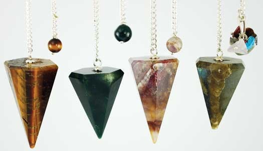 Assorted Faceted 6 side Pendulum | Divination Tools | Dowsing | Natural Gemstone | Chain | Energy Healing | Scrying | Pagan | Wicca | Occult