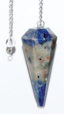 Sodalite 6 Sided Pendulum | Divination Tool | Dowsing | Natural Gemstone | Chain | Energy Healing | Scrying | Pagan | Wicca | Occult