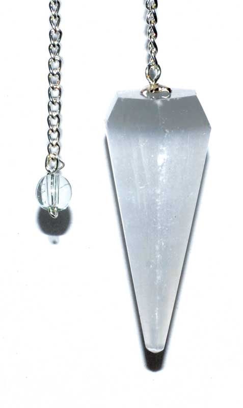 7 Chakra Selenite 6 Sided Pendulum | Divination Tool | Dowsing | Natural Gemstone | Energy Healing | Scrying | Pagan | Wicca | Occult