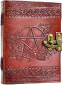 5" X 7" Pentagram Altar Journal w/ Latch | Sacred Writing Book | Occult | Drawing | Witchy Thing | Pagan | Ritual supplies | Blank | Leather