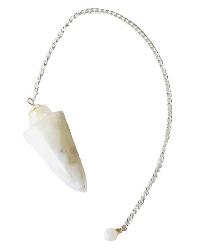Rainbow Moonstone Pendulum | Divination Tools | Dowsing | Natural Gemstone | Chain | Energy Healing | Scrying | Pagan | Wicca | Occult