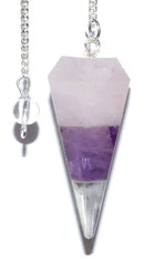 Amethyst & Rose Quartz 6 Sided Pendulum | Divination Tool | Dowsing | Natural Gemstone | Energy Healing | Scrying | Pagan | Wicca | Occult