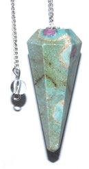 Ruby Fuchsite 6 Sided Pendulum | Divination Tool | Dowsing | Natural Gemstone | Energy Healing | Scrying | Pagan | Wicca | Occult