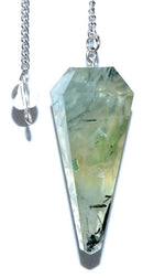 Prehnite 6 Sided Pendulum | Divination Tool | Dowsing | Natural Gemstone | Energy Healing | Scrying | Pagan | Wicca | Occult