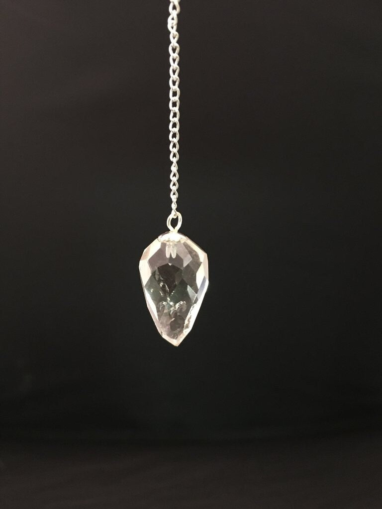 Faceted Clear Quartz pendulum | Divination Tool | Dowsing | Natural Gemstone | Energy Healing | Scrying | Pagan | Wicca | Occult