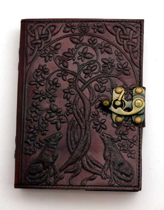 5" X 7" Wolf & Tree of Life Altar Journal w/ latch | Sacred Writing | Occult | Drawing | Witchy | Pagan | Ritual supplies | Blank leather