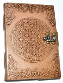 5" X 7" Flower of Life Altar Journal w/ latch | Sacred Writing | Occult | Drawing | Witchy | Pagan | Ritual supplies | Blank leather