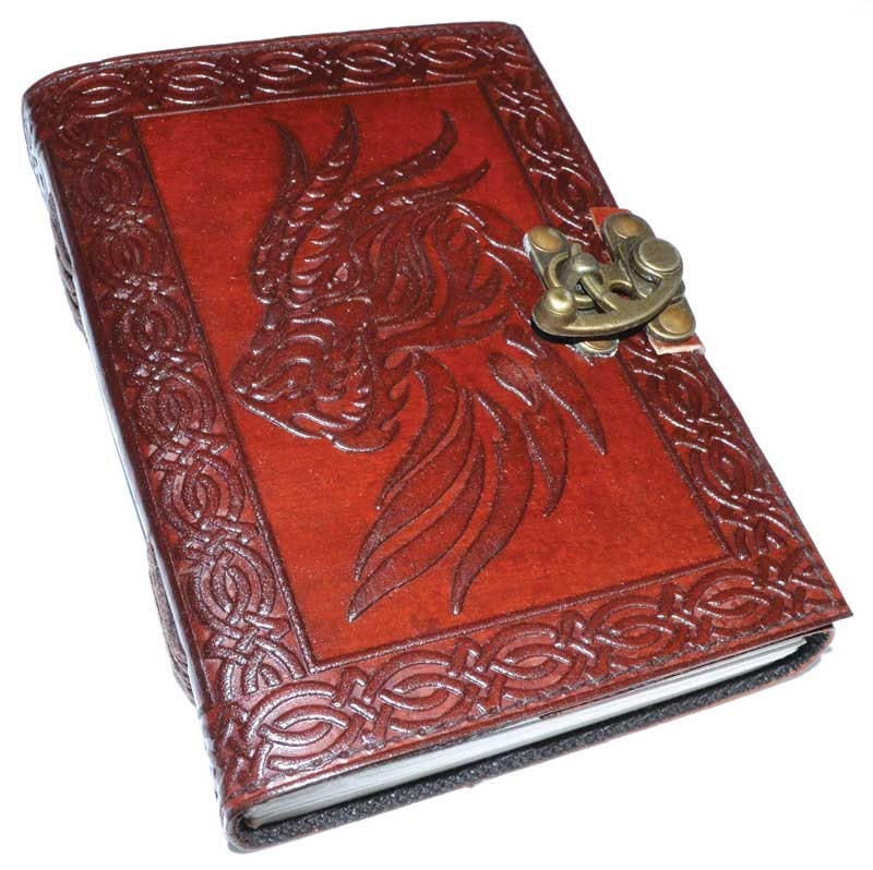 5" X 7" Celtic Dragon Altar Journal w/ latch | Sacred Writing | Occult | Drawing | Witchy | Pagan | Ritual supplies | Blank leather