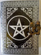 5" X 7" silver Pentagram Altar Journal w/ latch | Sacred Writing | Occult | Drawing | Witchy | Pagan | Ritual supplies | Blank leather