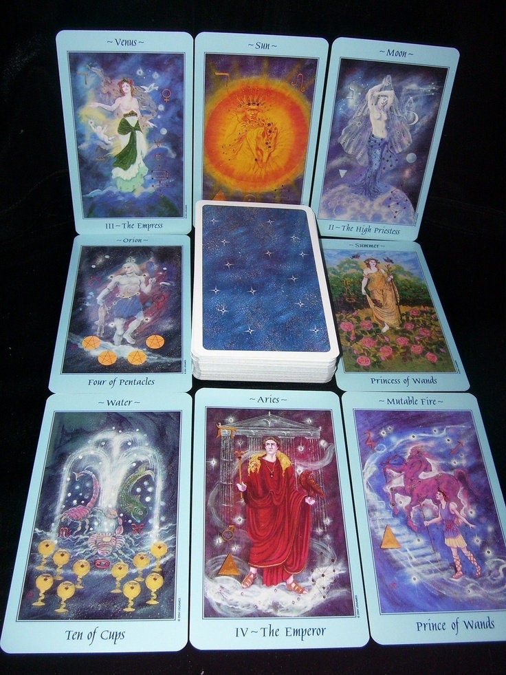 Celestial tarot deck | Cartomancy | Divination Tool | Oracle Cards | Major Arcana | Guide book | Pagan | Witchy | Magic | Fortune Telling