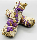 4" White Sage & Purple Sinuata smudge stick | ceremonial tools | offering | blessing | Made in the USA | purification set | natural