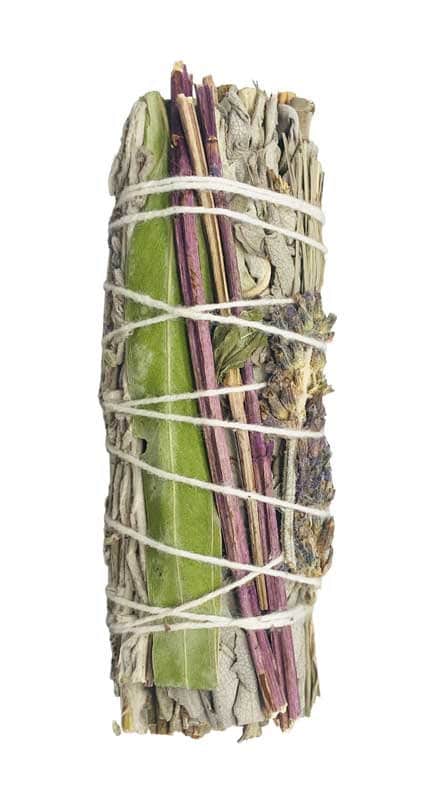 4" White Sage W 7 Herbs smudge stick | ceremonial tools | offering | blessing | Made in the USA | purification set | natural